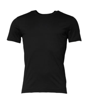 Dolce &amp; Gabbana Black Cotton Short Sleeves Round Neck T-shirt
