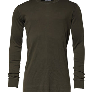 Camiseta verde oscuro de manga larga y cuello redondo de Dolce &amp; Gabbana