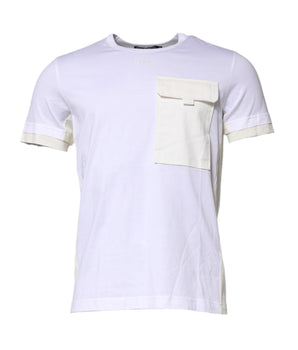 Dolce &amp; Gabbana White Cotton Pocket Short Sleeves T-shirt