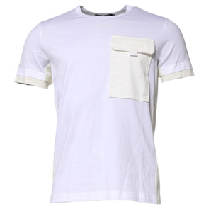 Dolce &amp; Gabbana Camiseta blanca de manga corta con bolsillo de algodón