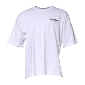 Camiseta de algodón blanca con cuello redondo y estampado del logotipo de Dolce &amp; Gabbana