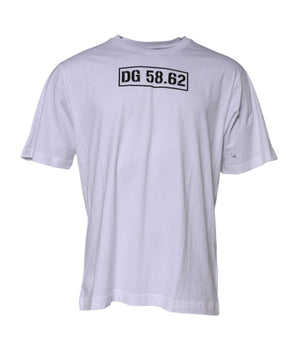 Dolce &amp; Gabbana White Cotton Logo Print Crew Neck T-shirt