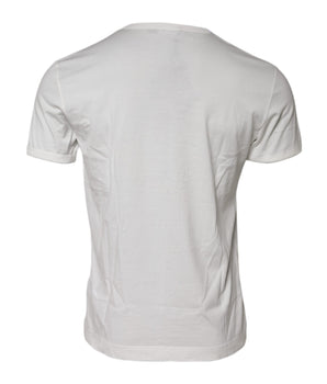 Dolce &amp; Gabbana White Cotton DG Crown Embossed T-shirt