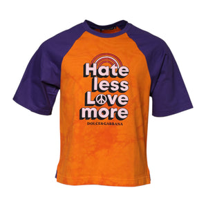 Camiseta de cuello redondo con estampado naranja y morado de Dolce &amp; Gabbana