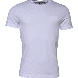 Camiseta de cuello redondo con parche del logotipo de algodón blanco de Dolce &amp; Gabbana