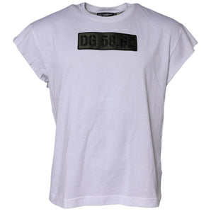Camiseta blanca de cuello redondo con bordado del logotipo de Dolce &amp; Gabbana