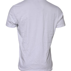 Camiseta de cuello redondo con parche del logotipo de algodón blanco de Dolce &amp; Gabbana