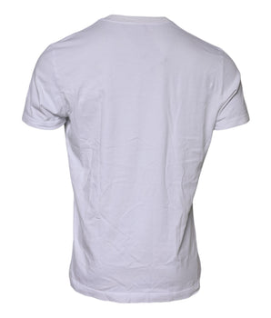 Dolce &amp; Gabbana White Cotton Logo Patch Crew Neck T-shirt