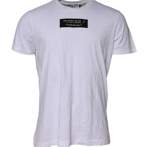 Camiseta de cuello redondo con parche del logotipo de algodón blanco de Dolce &amp; Gabbana