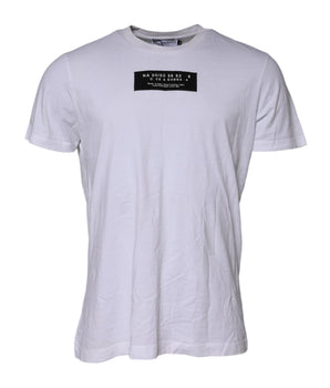 Dolce &amp; Gabbana White Cotton Logo Patch Crew Neck T-shirt