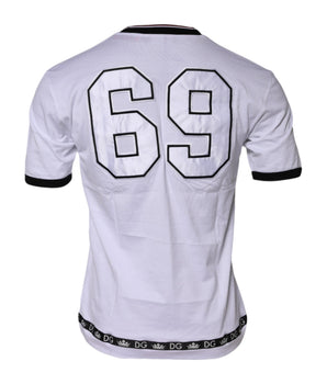 Dolce &amp; Gabbana White Cotton Crown King Embroidery T-shirt