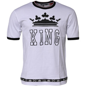 Camiseta blanca de algodón con bordado de la corona del rey de Dolce &amp; Gabbana