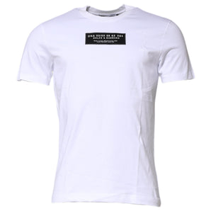 Camiseta de cuello redondo con parche del logotipo de algodón blanco de Dolce &amp; Gabbana