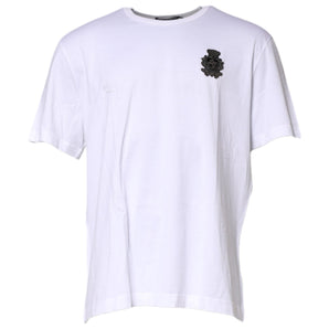 Camiseta blanca de algodón con bordado de corona DG de Dolce &amp; Gabbana