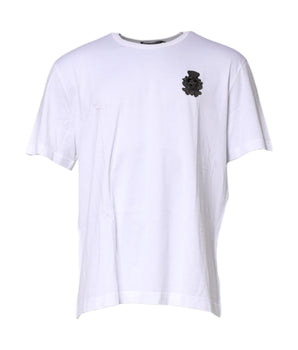 Dolce &amp; Gabbana White Cotton DG Crown Embroidery T-shirt