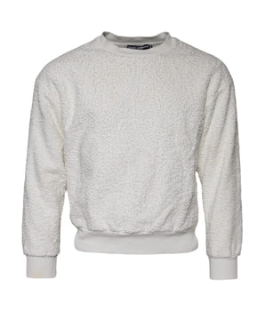 Dolce &amp; Gabbana White Cotton Fleece Crew Neck Sweater