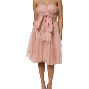 Dolce & Gabbana Pink Silk Chiffon A-line Pleated Midi Dress