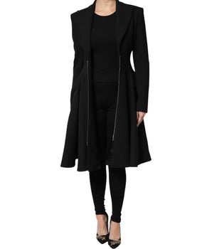 Les Hommes Black Polyester Single Breasted Trench Coat Jacket