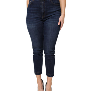Dolce &amp; Gabbana Blue Cotton High Waisted Cropped Denim Jeans