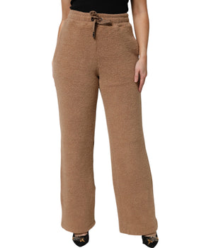 Pantalones deportivos rectos con placa del logotipo marrón de Dolce &amp; Gabbana