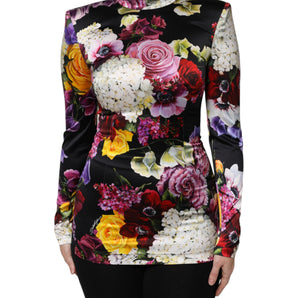 Dolce & Gabbana Multicolor Ortensies Long Sleeves Blouse Top