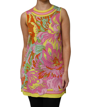 Dolce & Gabbana Multicolor Floral Round Neck Sleeveless Top