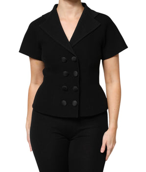 Dolce & Gabbana Black Wool Double Breasted Coat Jacket