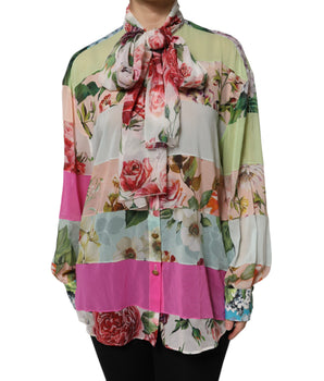 Top de manga larga con patchwork floral multicolor de Dolce &amp; Gabbana