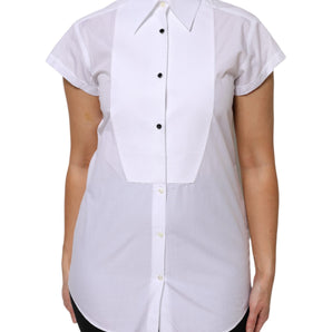 Dolce & Gabbana White Cotton Short Sleeves Collared Polo Top