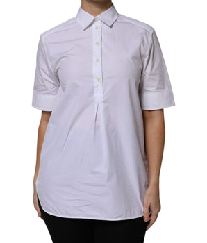 Polo de manga corta con cuello de algodón blanco de Dolce &amp; Gabbana
