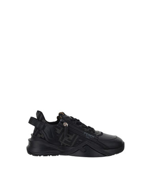 Fendi Black Calf Leather Bos Taurus Athletic Sneakers