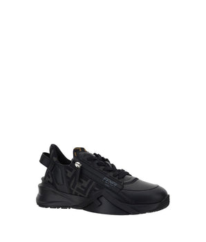 Fendi Black Calf Leather Bos Taurus Athletic Sneakers