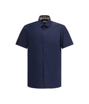 Burberry Blue Cotton Short-Sleeve Shirt