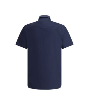 Burberry Blue Cotton Short-Sleeve Shirt