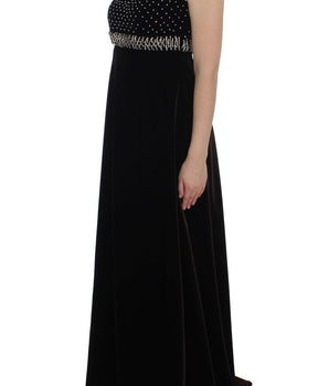 Dolce & Gabbana Elegant Brown Velvet Crystal Gown Dolce & Gabbana 
