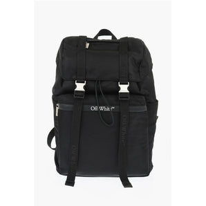 Off-White Solid Color Nylon Hiking Backpack