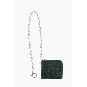 Burberry Textured Leather Wallet with Silver-Tone Chain