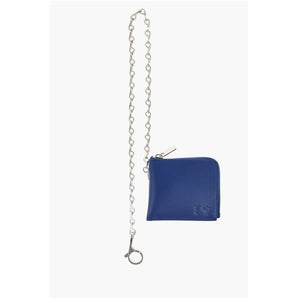 Burberry Leather Wallet with Silver-Tone Chain