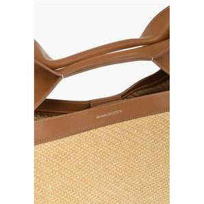 Alexander McQueen Leather and Raffia THE BOW Maxi Tote Bag
