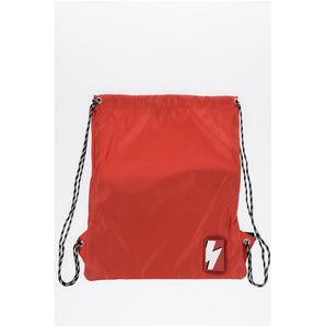 Neil Barrett Solid Color Nylon Drawstring Backpack with Monogram