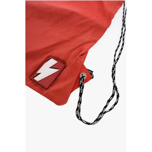 Neil Barrett Solid Color Nylon Drawstring Backpack with Monogram