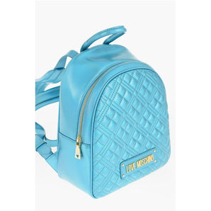Moschino LOVE Quilted Laminated Faux Leather Backpack