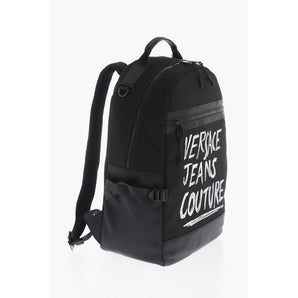 Versace JEANS COUTURE Canvas Backpack with Printed Contrasting Logo