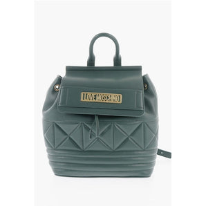 Moschino LOVE Quilted Faux Leather Backpack with Metal Golden Logo
