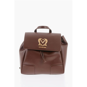 Moschino LOVE Faux Leather Backpack with Golden Logo