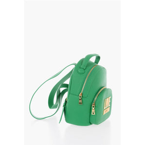 Moschino LOVE Solid Color Faux Leather Backpack with Golden Logo