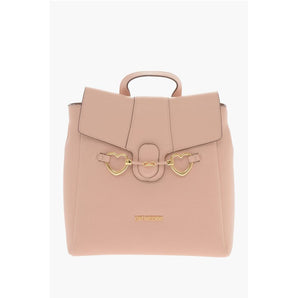 Moschino LOVE Faux Leather Backpack with Heart-Shaped Clamps