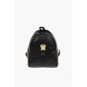 Moschino LOVE Logoed Shoulder Strap Faux Leather SAFETY Backpack