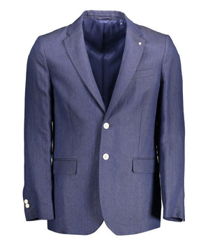 Gant Blue Linen Men Jacket