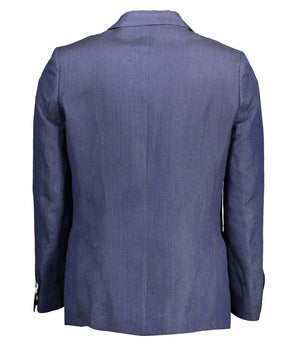 Gant Blue Linen Men Jacket